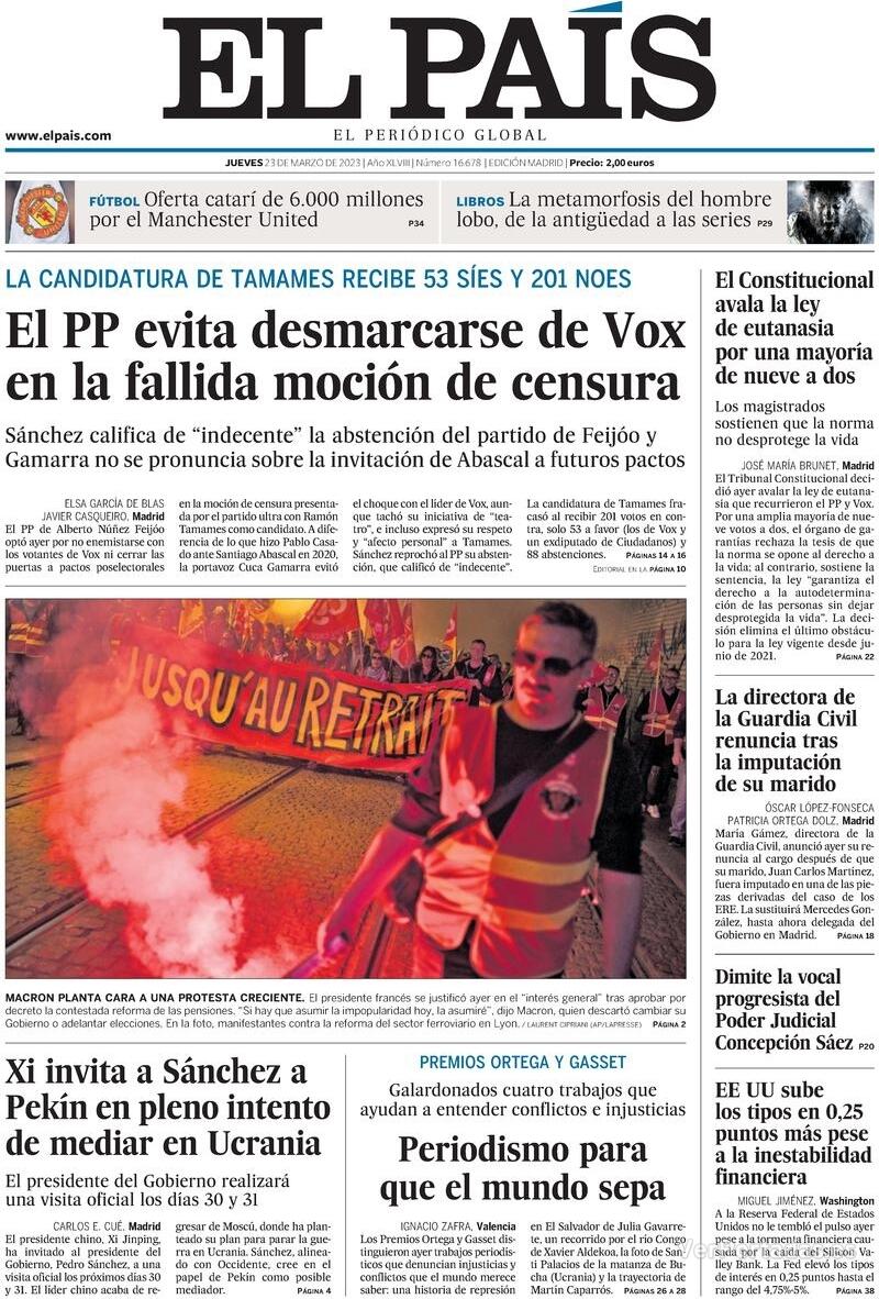 Portada El País 2023-03-24