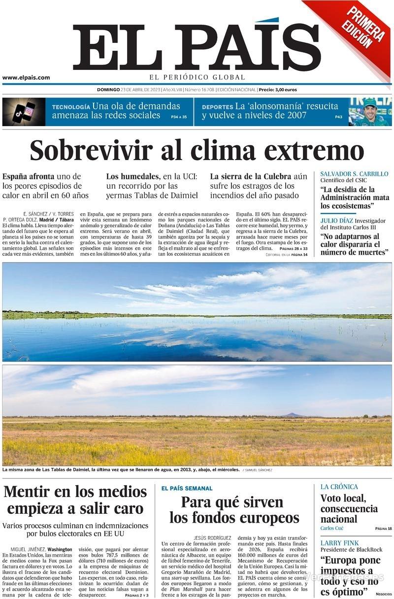 Portada El País 2023-04-24