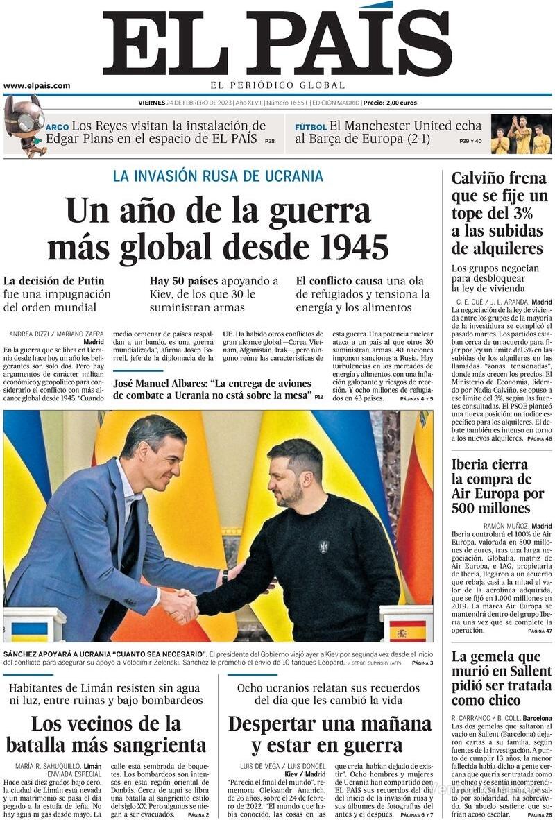 Portada El País 2023-02-25