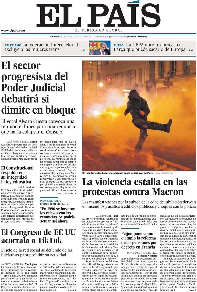 Portada El País 2023-03-25