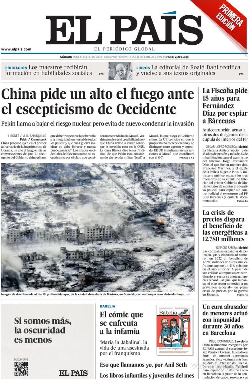 Portada El País 2023-02-26