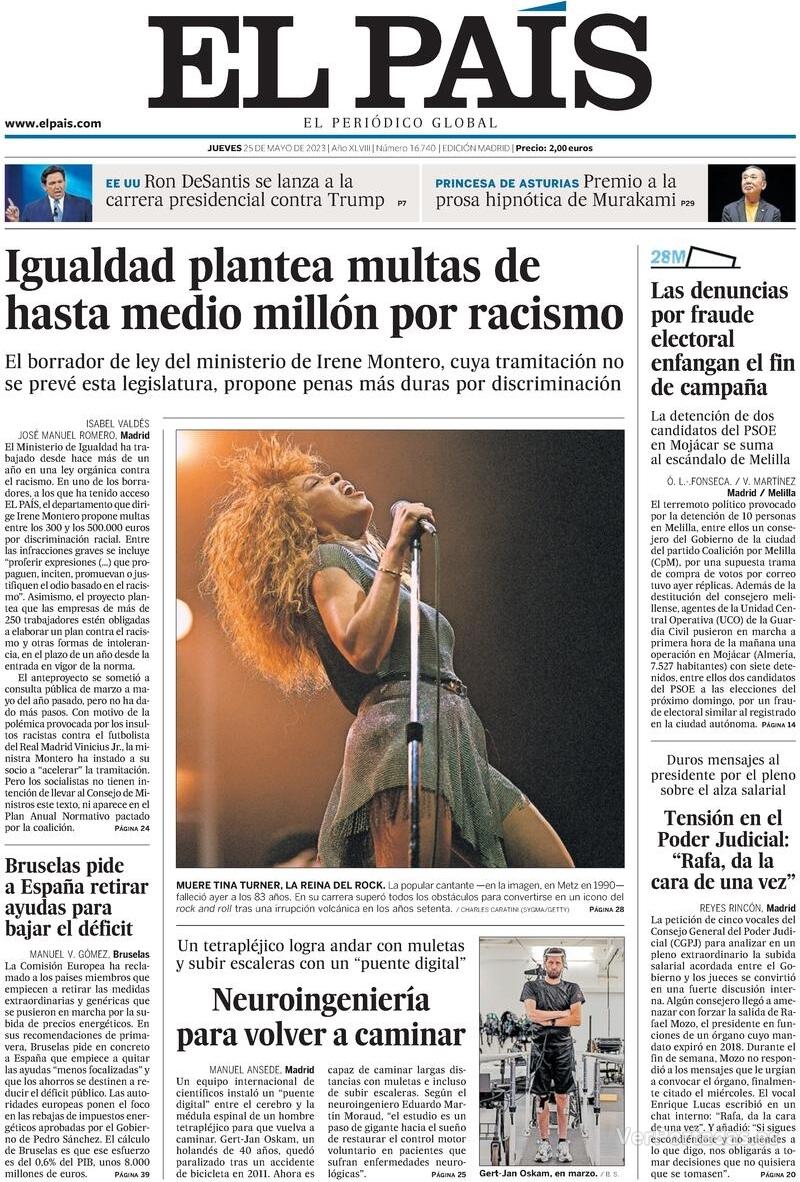 Portada El País 2023-05-26
