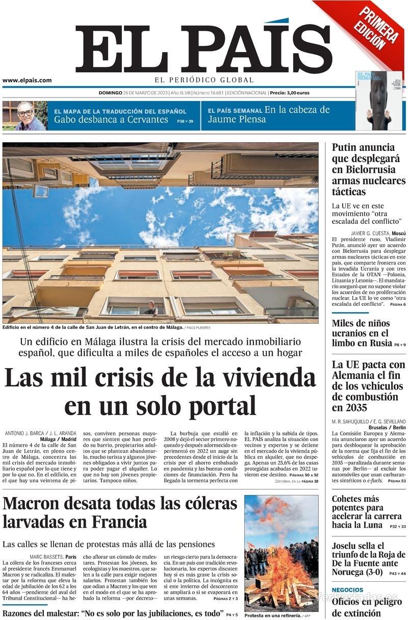 Portada El País 2023-03-27