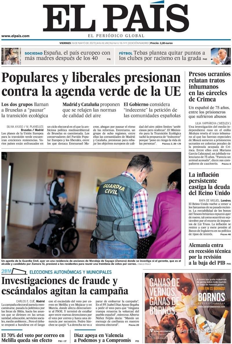 Portada El País 2023-05-27