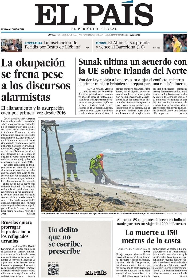 Portada El País 2023-02-28