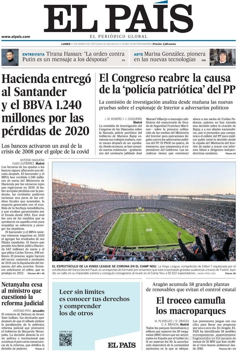 Portada El País 2023-03-28