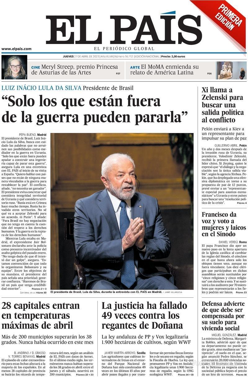 Portada El País 2023-04-28