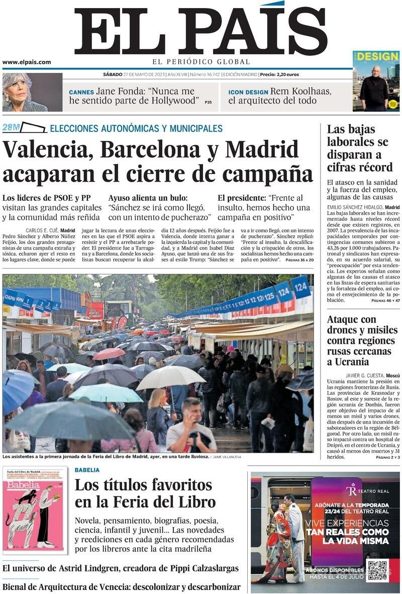 Portada El País 2023-05-28