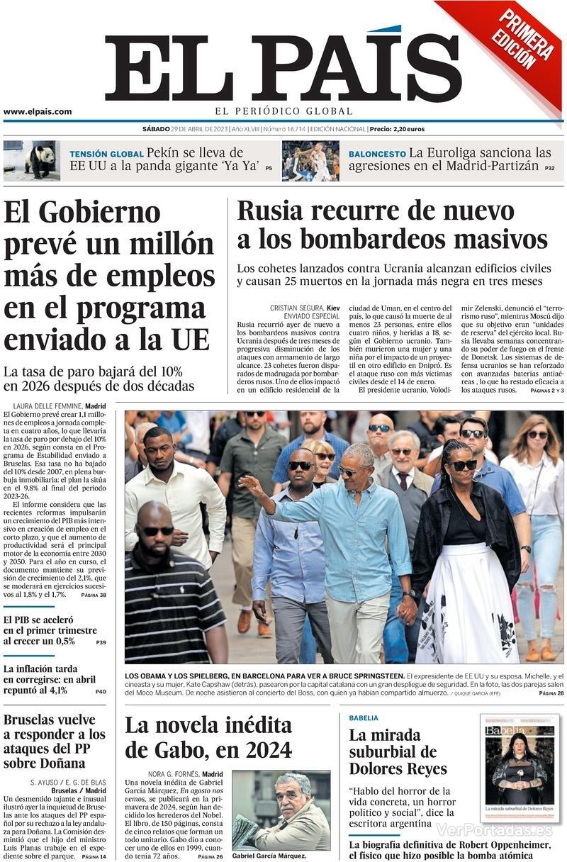 Portada El País 2023-04-30