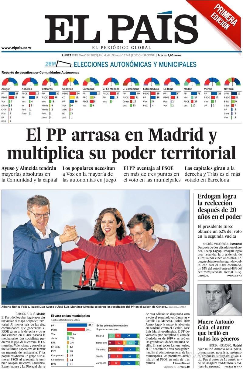 Portada El País 2023-05-30