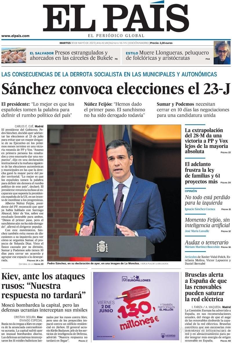 Portada El País 2023-05-31