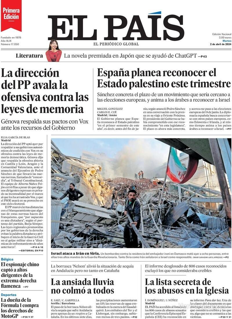 Portada El País 2024-04-03