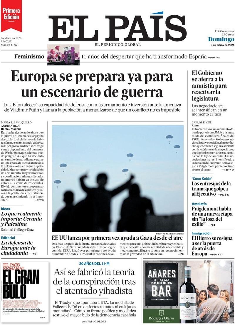 Portada El País 2024-03-04