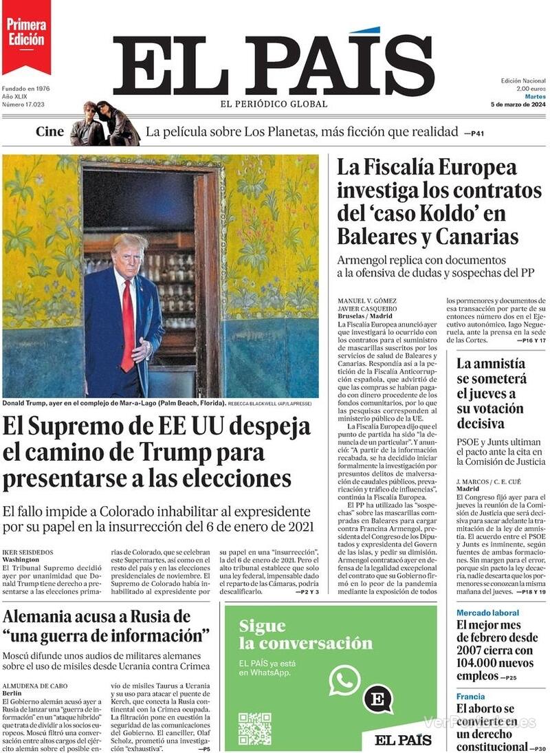 Portada El País 2024-03-06