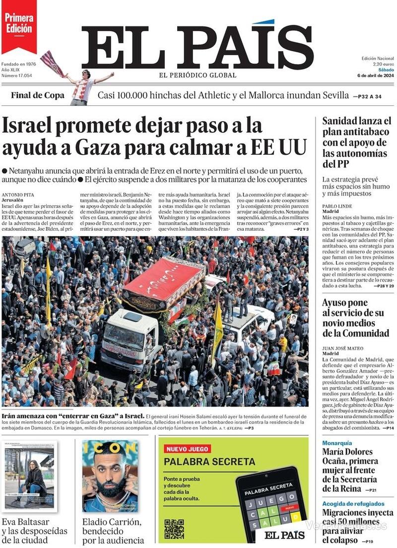 Portada El País 2024-04-07