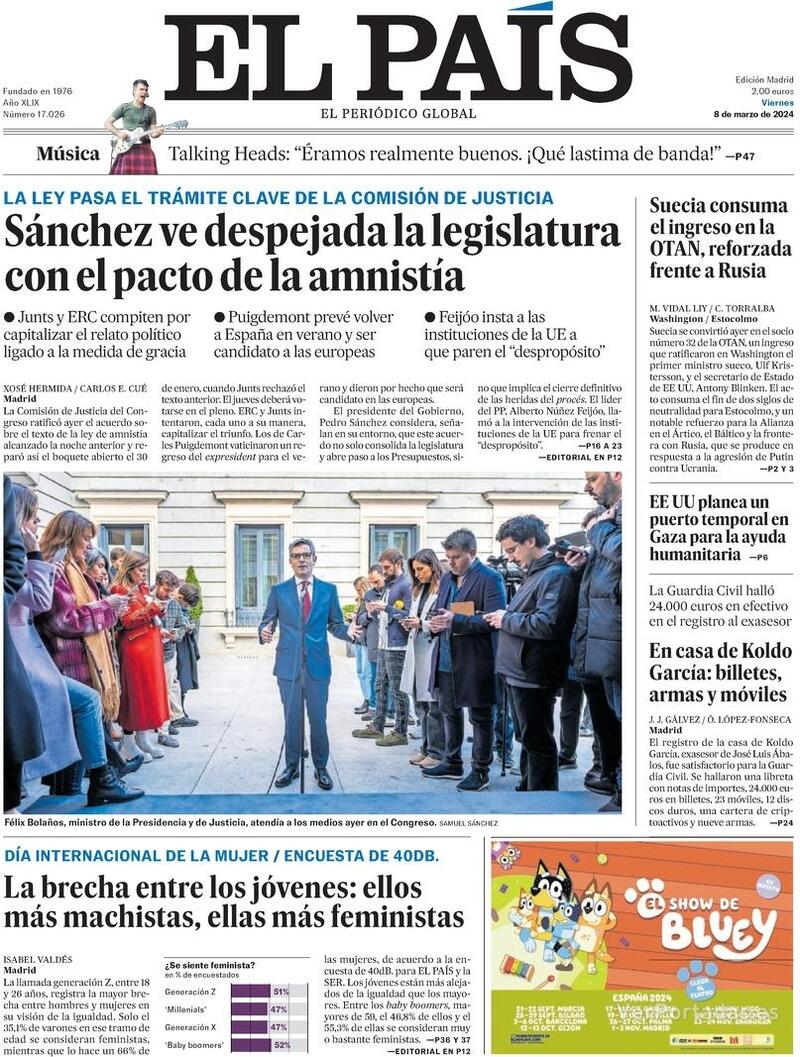 Portada El País 2024-03-09