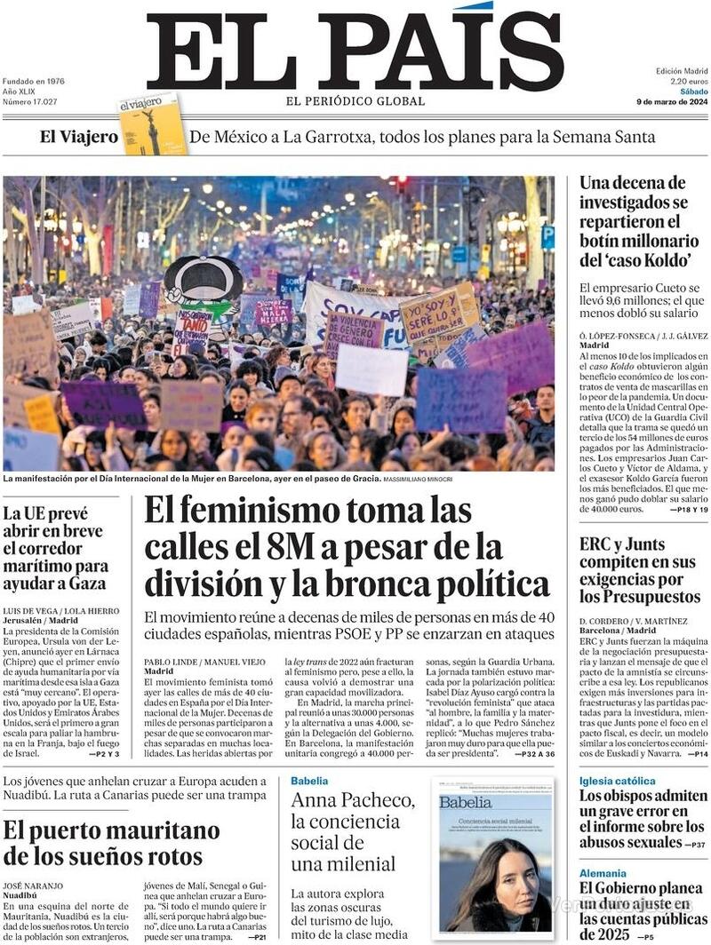 Portada El País 2024-03-10