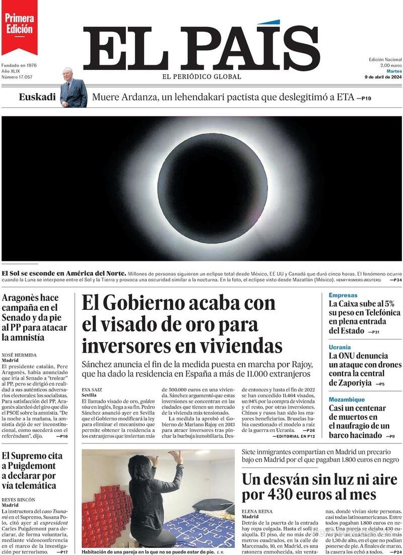 Portada El País 2024-04-10