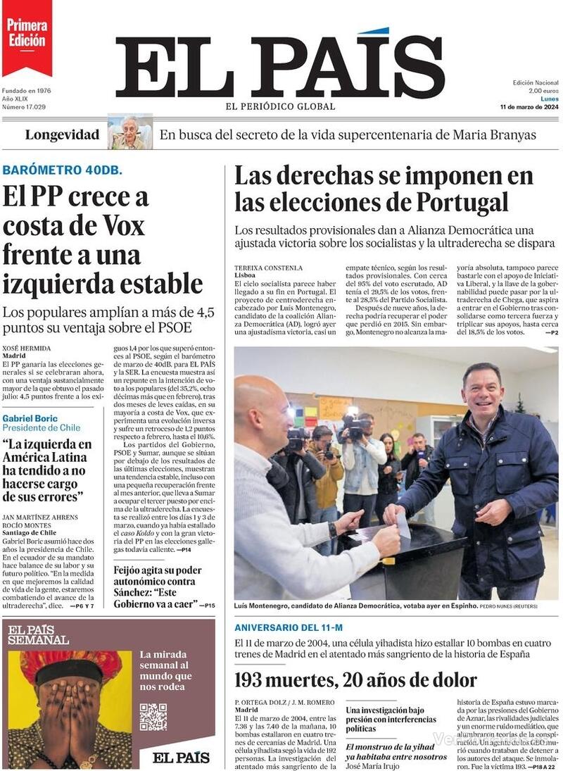 Portada El País 2024-03-12