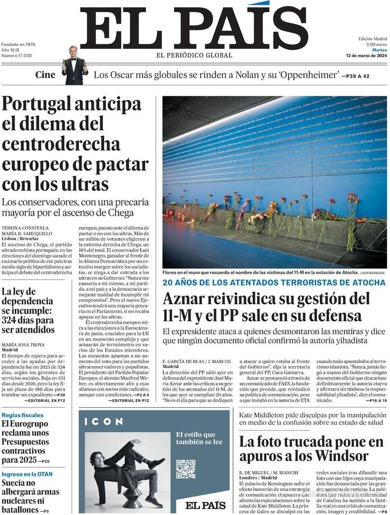 Portada El País 2024-03-13