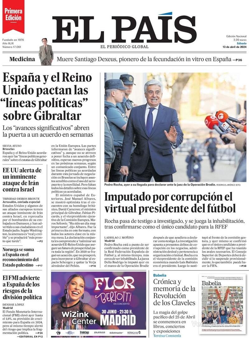 Portada El País 2024-04-14