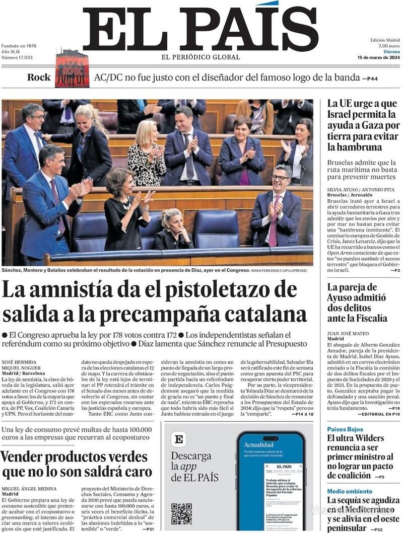Portada El País 2024-03-16