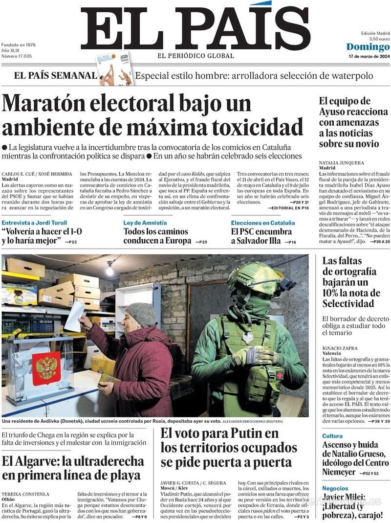 Portada El País 2024-03-18