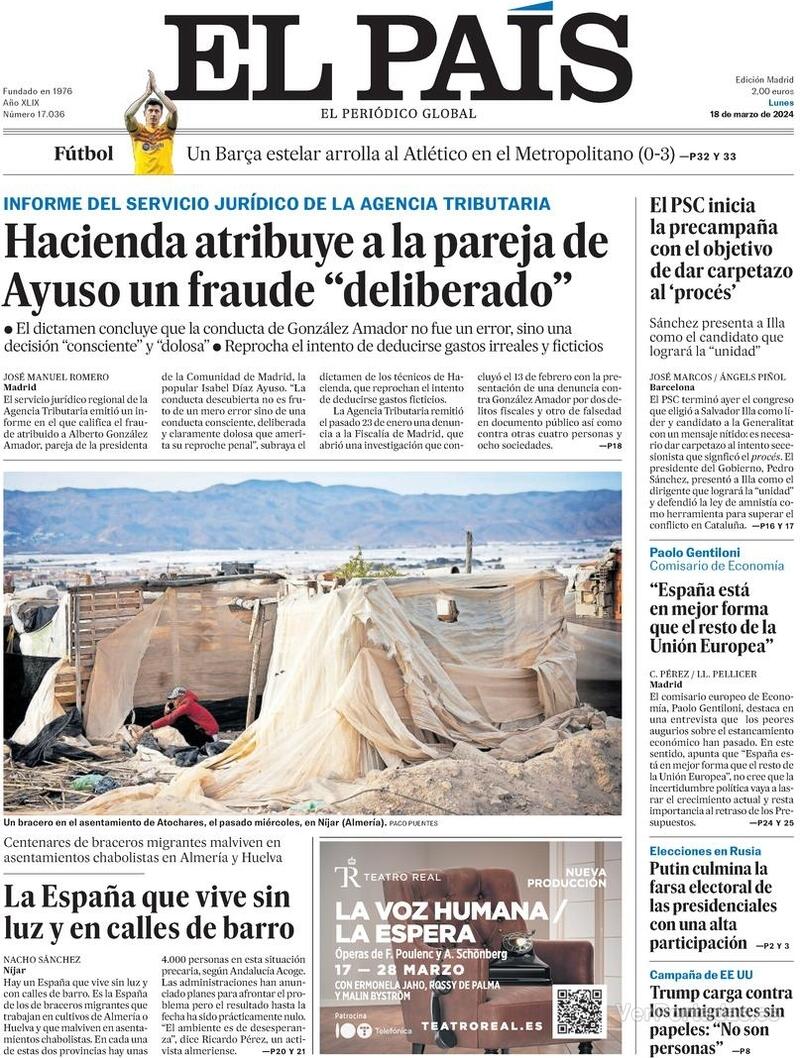 Portada El País 2024-03-20