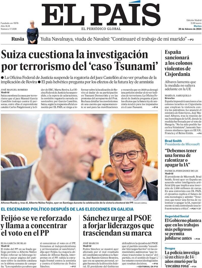 Portada El País 2024-02-21