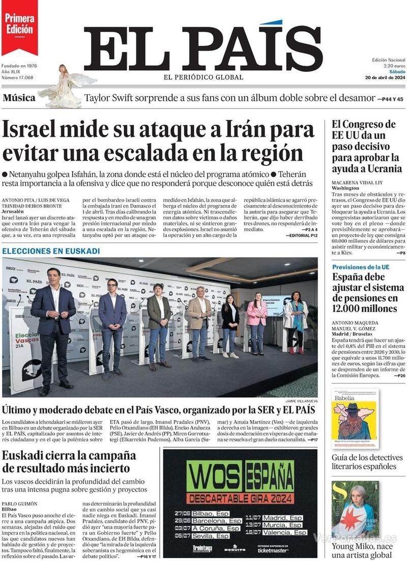 Portada El País 2024-04-21