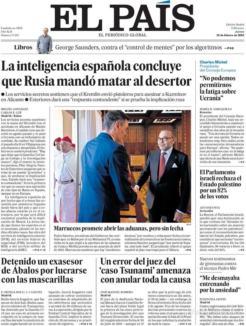 Portada El País 2024-02-23