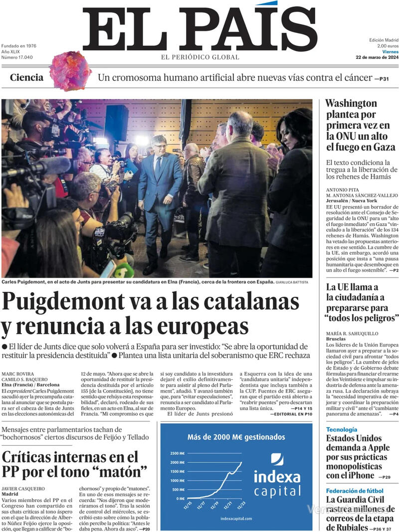 Portada El País 2024-03-23