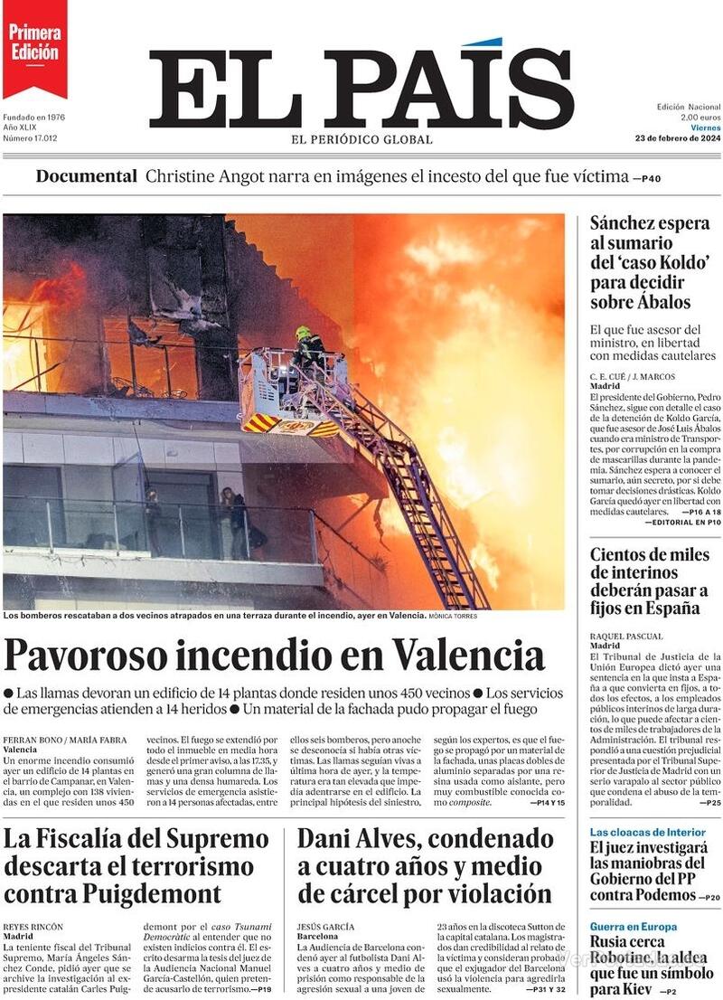 Portada El País 2024-02-24