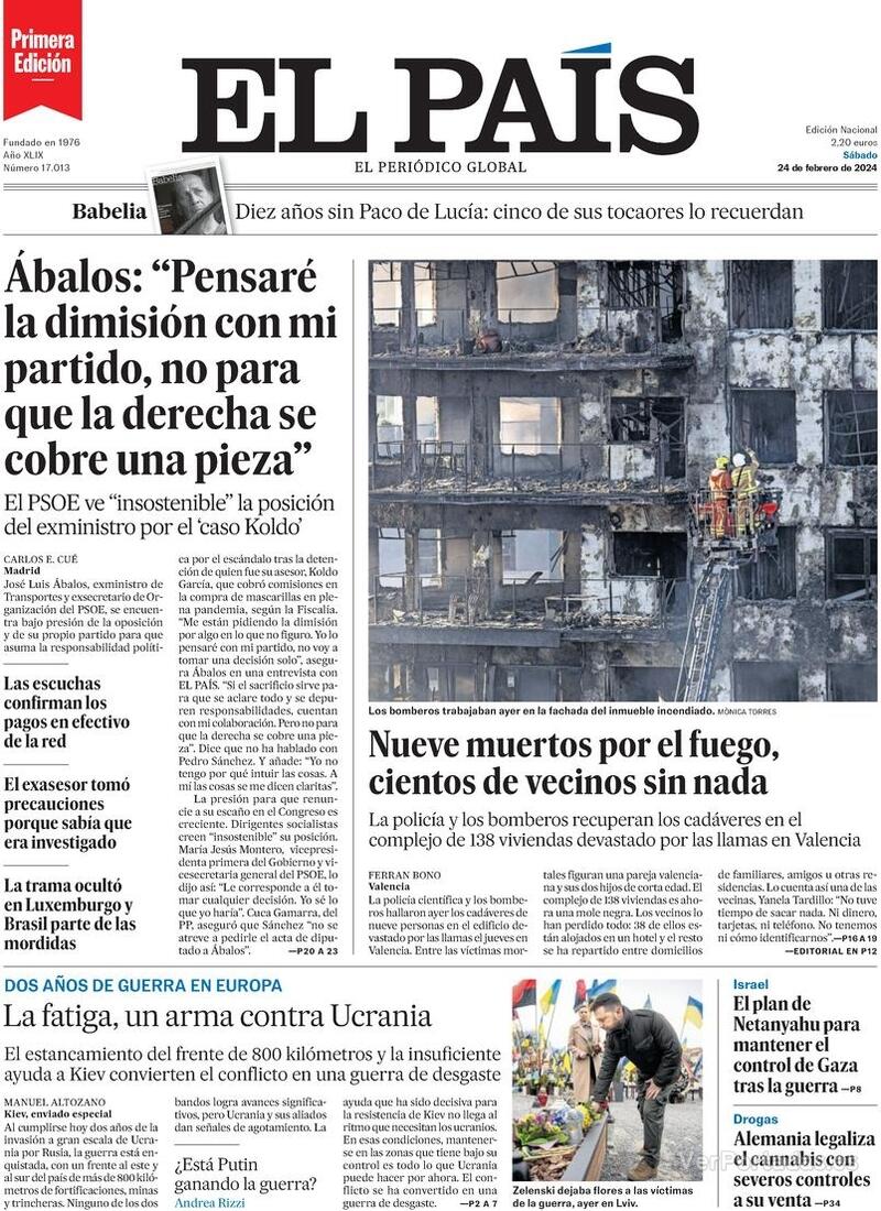 Portada El País 2024-02-25