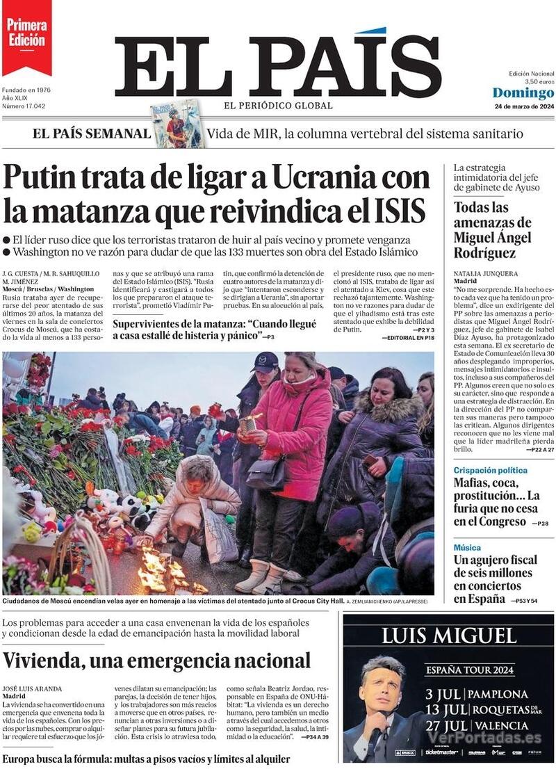 Portada El País 2024-03-25