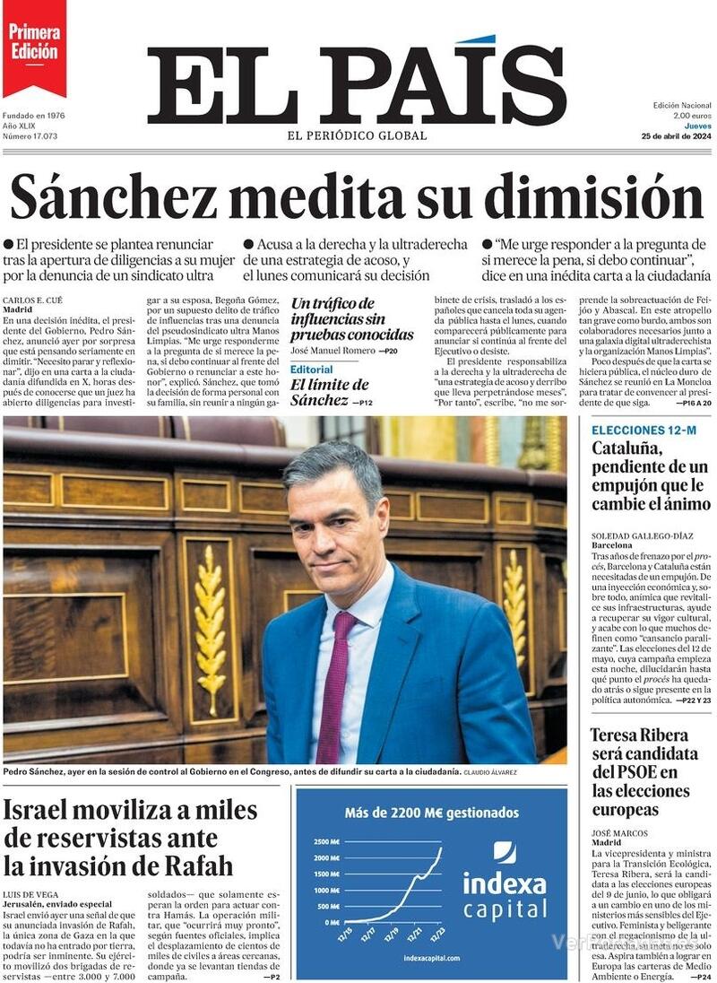 Portada El País 2024-04-26