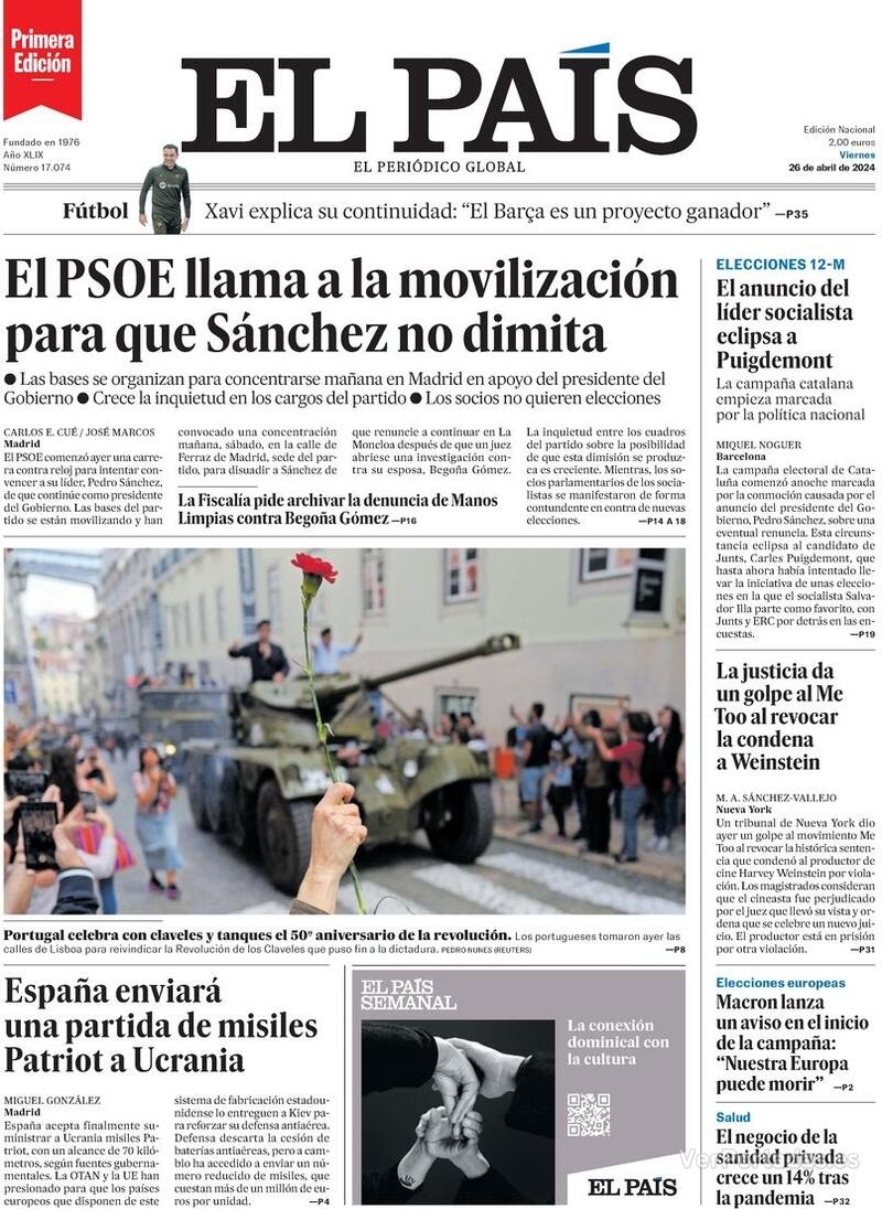 Portada El País 2024-04-27