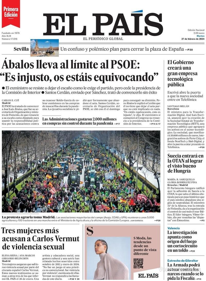 Portada El País 2024-02-28