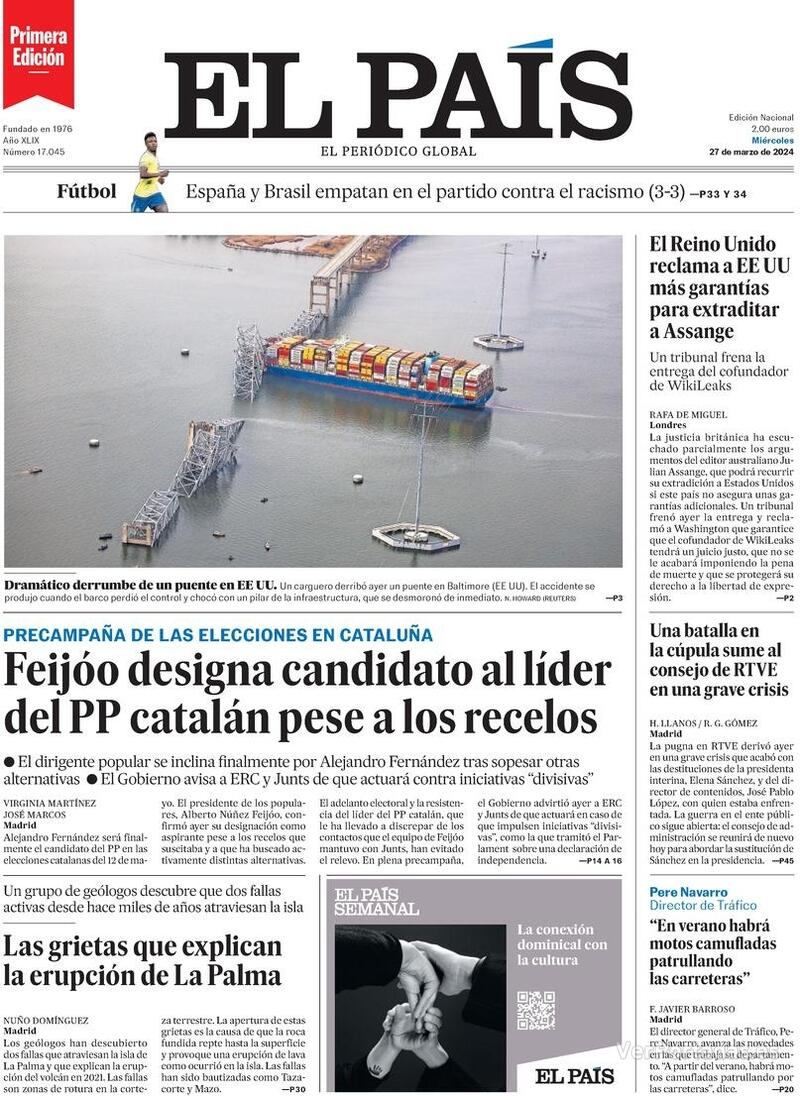 Portada El País 2024-03-28