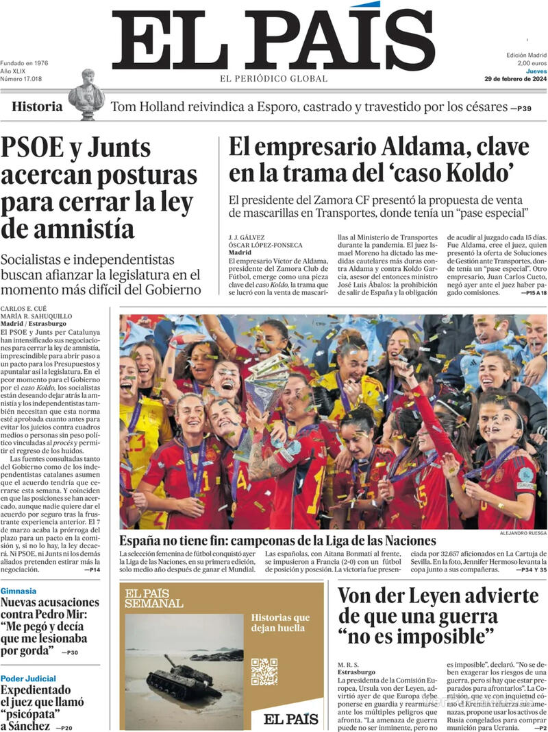 Portada El País 2024-03-01