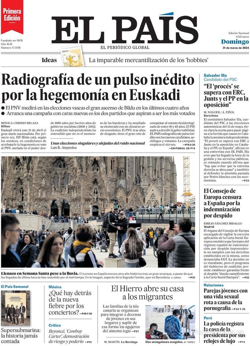 Portada El País 2024-04-01
