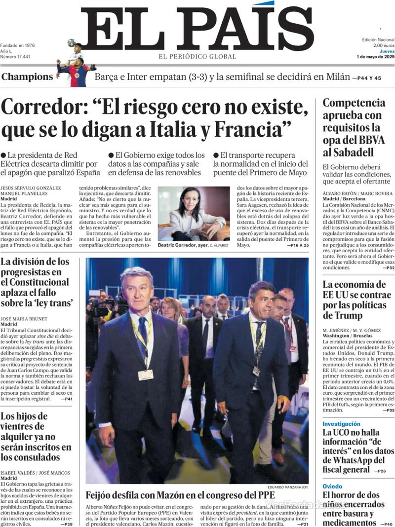Portada El Mundo 2025-05-01