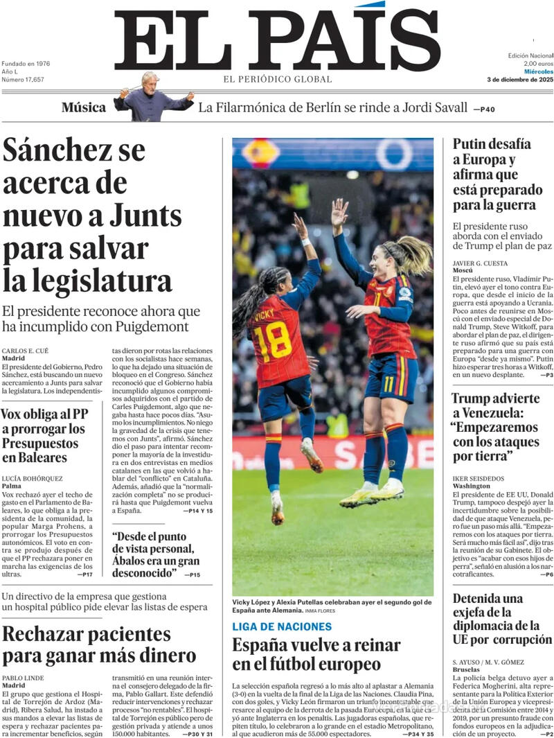 Portada El Mundo 2025-12-03