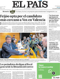 Portada El País 2025-11-12