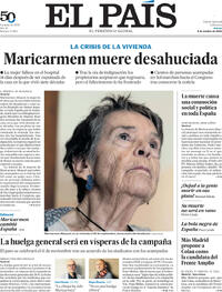 Portada periódico El País Portada periódico El País