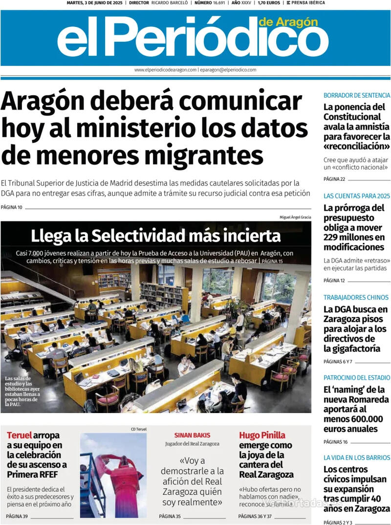 Portada El Diario Montañés 2025-06-03