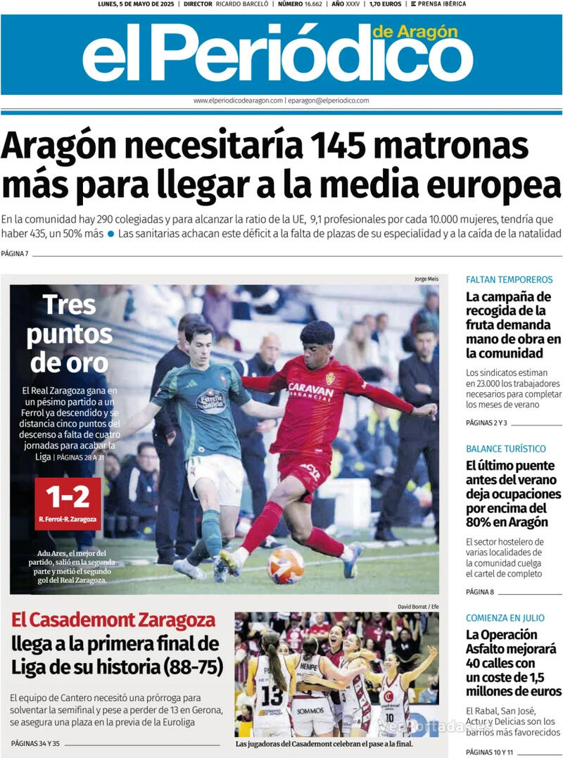 Portada El Diario Montañés 2025-05-05