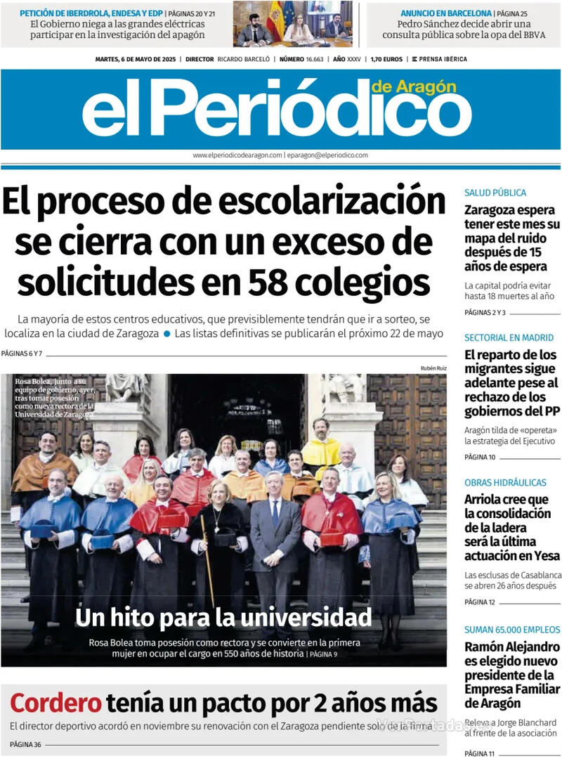 Portada El Diario Montañés 2025-05-06