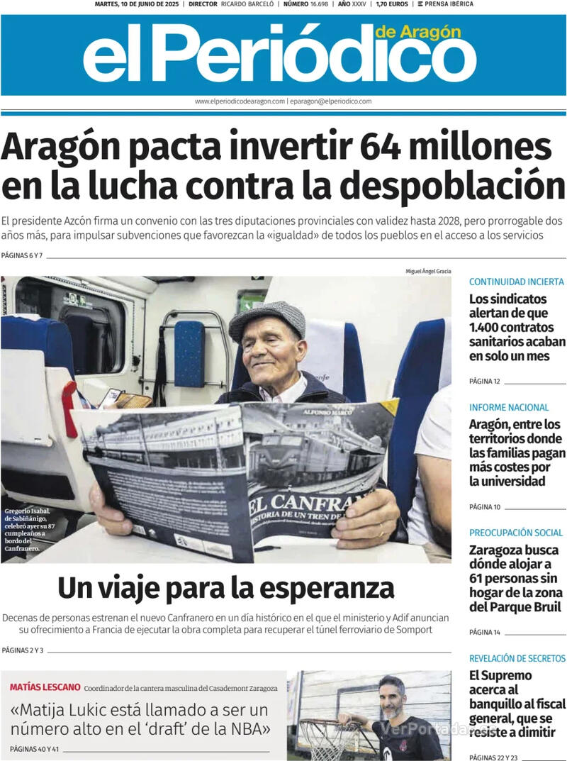 Portada El Diario Montañés 2025-06-10
