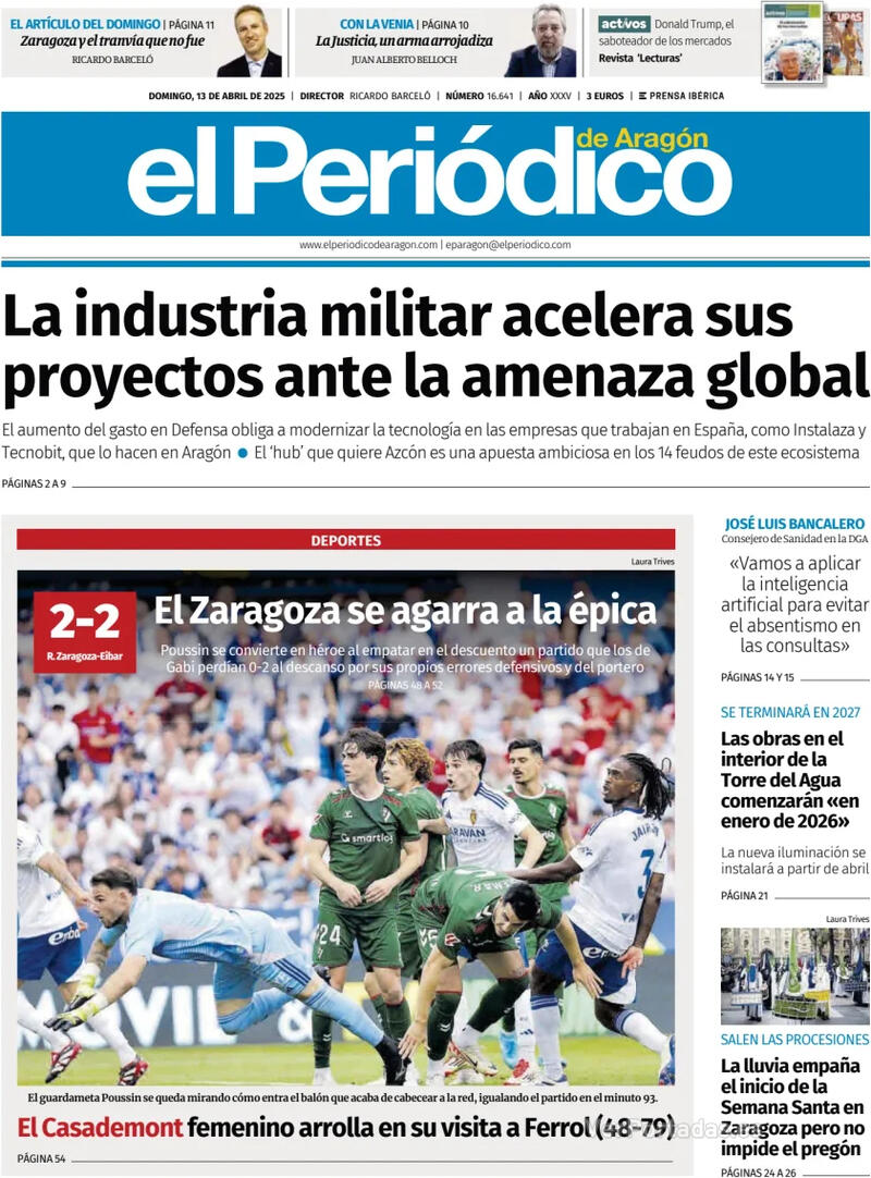 Portada El Diario Montañés 2025-04-13